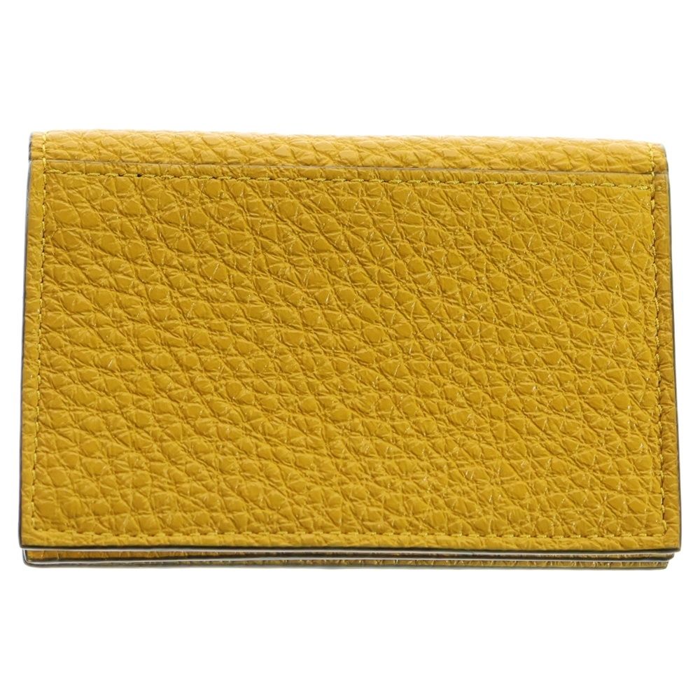 FENDI フェンディ 二つ折りロゴカードケース レザー イエロー 7 M 0222