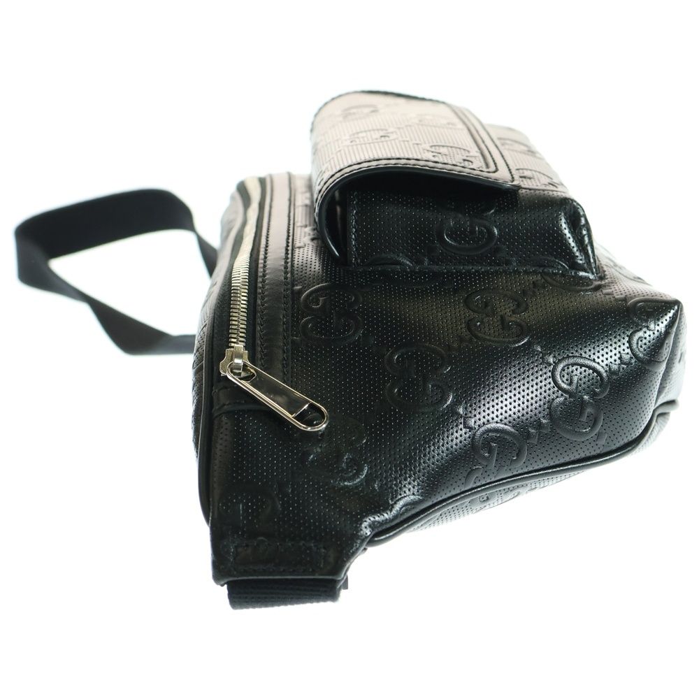 GUCCI (グッチ) GGエンボス ウエストバッグ ボディバッグ ブラック