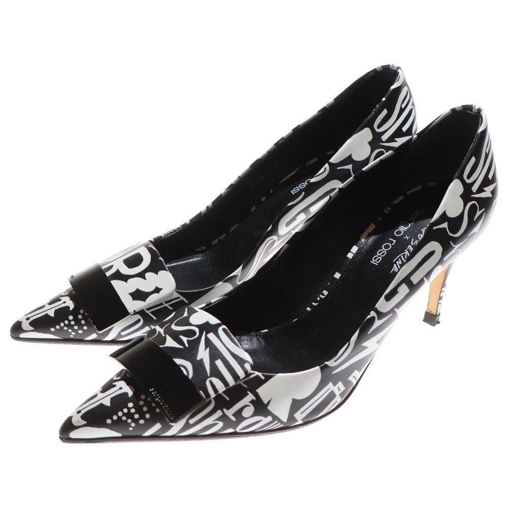 Sergio Rossi セルジオロッシ ×Sekine Shogo sr 1 セキネショウゴ 1ヒールパンプス レディース総柄ヒールパンプス ブラック ホワイト