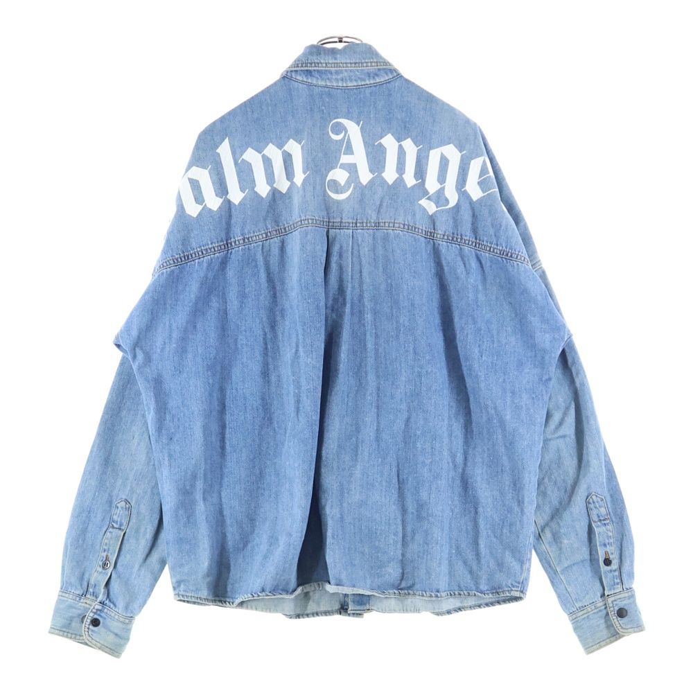 Palm Angels パームエンジェルス ロゴバックプリント デニムシャツ インディゴ PMYD002F18418005