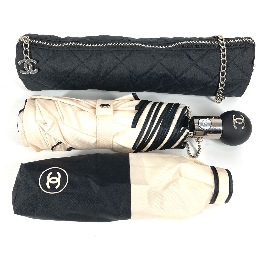 CHANEL ブラック 折りたたみ傘 CHANEL シャネル 傘 折り畳み傘 アンブレラ ナイロン ブラック - メルカリ