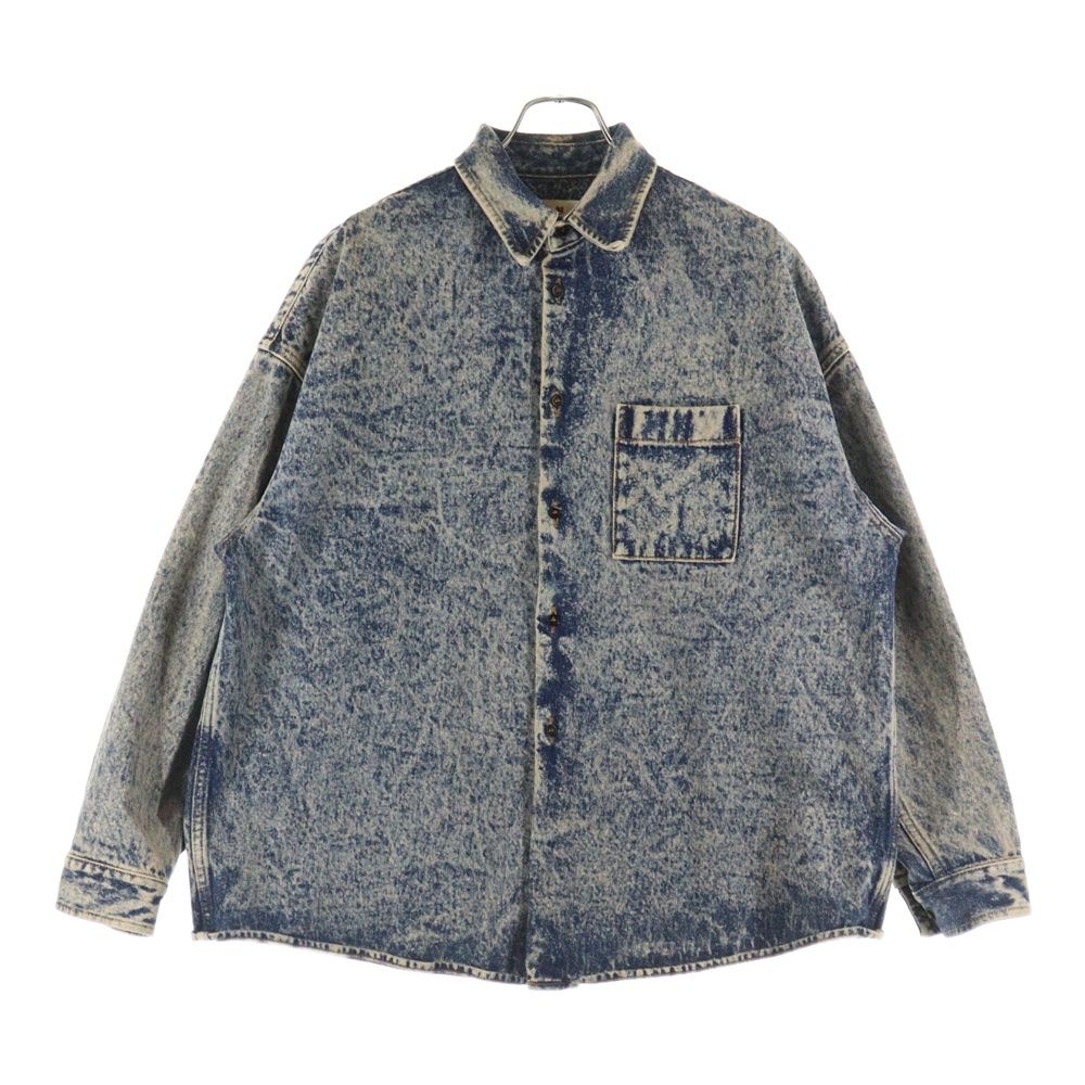 MARNI マルニ マーブルデニムオーバーシャツ ブリーチ加工 長袖シャツ ブルー CUJU0061A0 USCV35