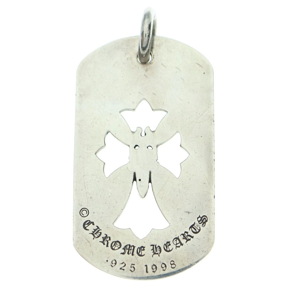 CHROME HEARTS クロムハーツ D TAG LRG CROSS DAGG LOS ANGELS ラージドッグタグ カットアウト クロスダガー ロサンゼルス ネックレス トップ シルバー