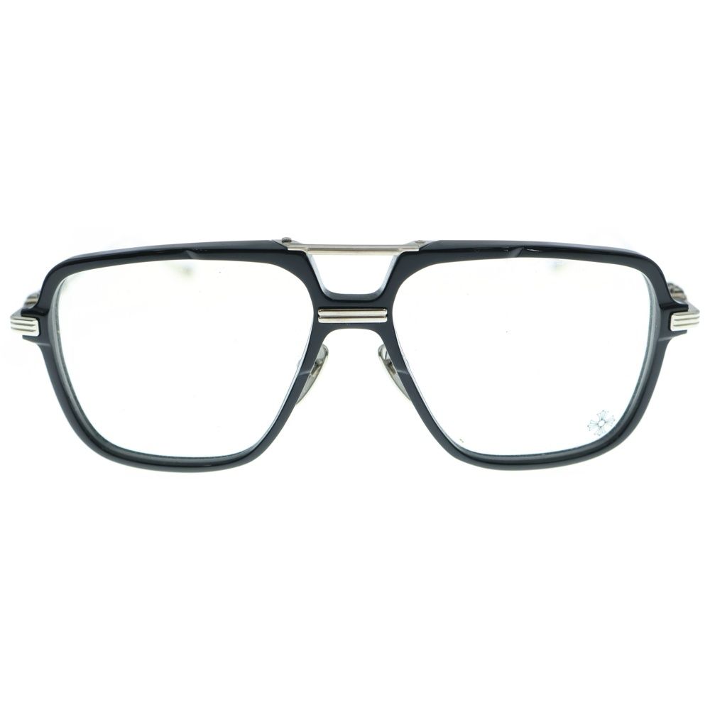 CHROME HEARTS クロムハーツ INIT クロステンプル ダブルブリッジ アイウェア 眼鏡 ブラック シルバー