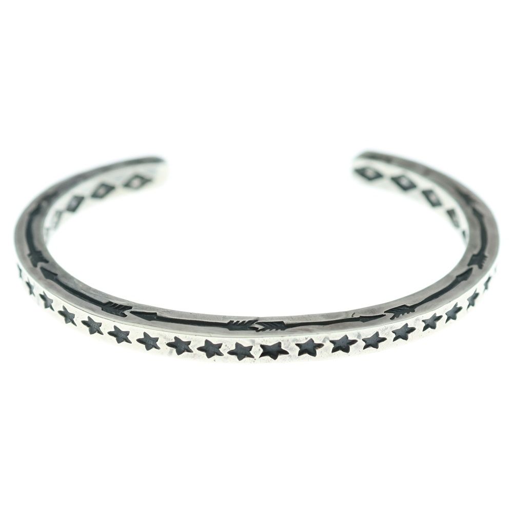 INDIAN JEWELRY インディアンジュエリー Sunshine Reeves サンシャインリーブス作 4面スタンプ スター バングル ブレスレット シルバー