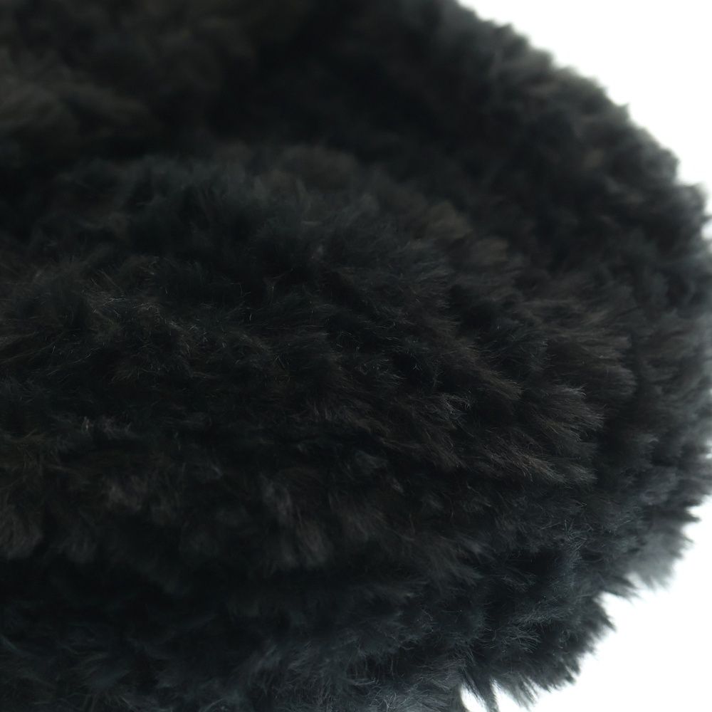  SURGERY サージェリー LEATHER PATCH FUR BEANIE レザーパッチ ファービーニー ブラック ニット帽 ビーニー 帽子