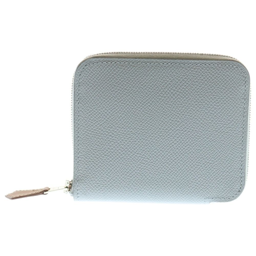 HERMES エルメス アザップコンパクト シルクイン エプソン グリパンタン コンパクトウォレット 財布 コインケース グレー K刻印 シルバー金具