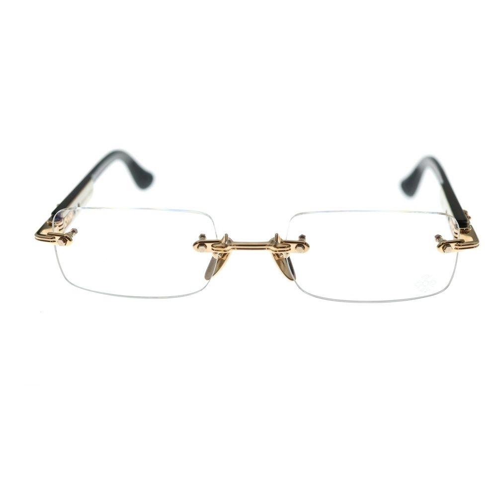 CHROME HEARTS クロムハーツ DEEP 1 ディープ1 フローラルクロステンプル リムレス サングラス メガネ 眼鏡 ホワイト ゴールド