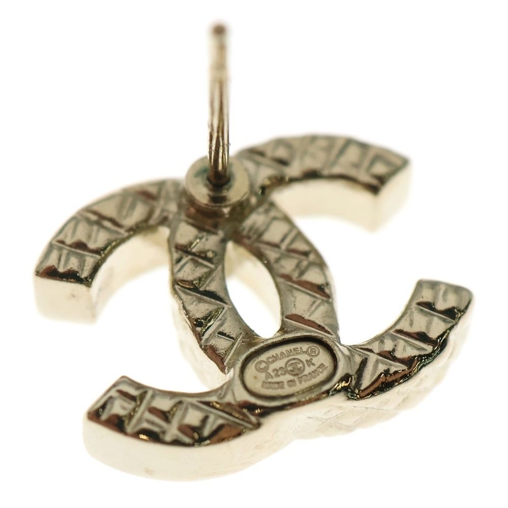  CHANEL シャネル ココマーク ラインストーン ロゴピアス シャンパンゴールド GP その他 ヘアアクセサリー