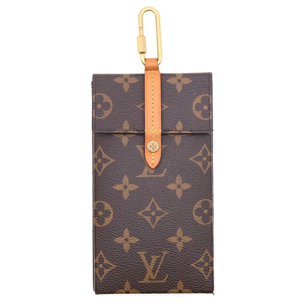 LOUIS VUITTON ルイヴィトン モノグラム ボックス フォンケース ポーチ 小物入れ ブラウンPVC×レザー M68523 ゴールド金具