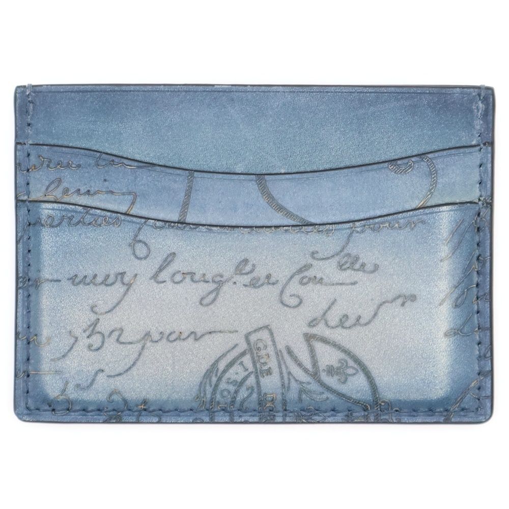 Berluti ベルルッティ バンブー カリグラフィ スクリットレザ- カードケース 名刺入れ ストーンデニム インディゴブルー