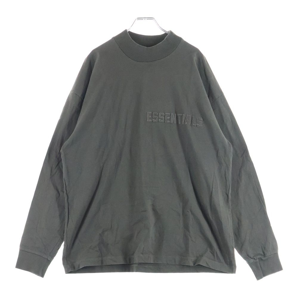 ESSENTIALS FEAR OF GOD エッセンシャル フィアオブゴッド フロントロゴパッチ クルーネック長袖Tシャツカットソー カーキ