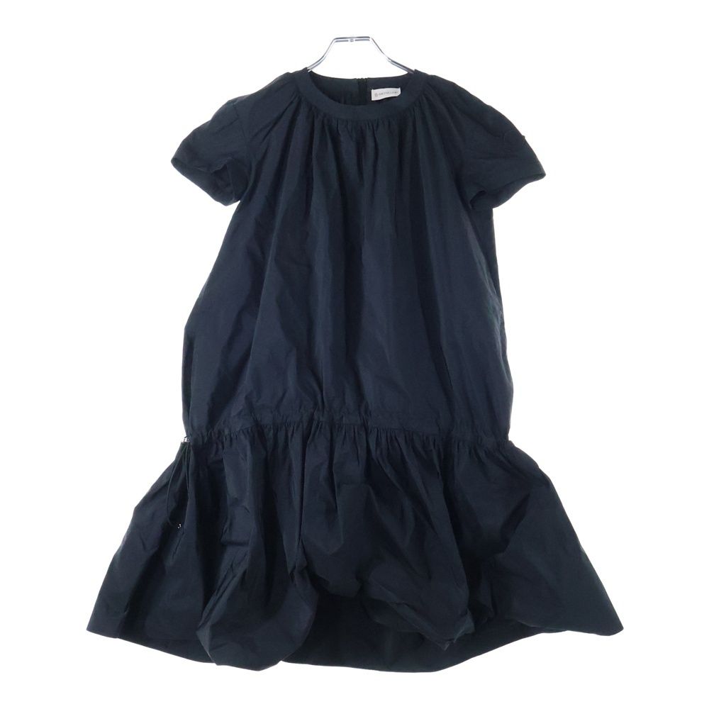 MONCLER モンクレール 22SS ABITO ワッペンロゴ ナイロン ドローストリング クルーネック 半袖ワンピース ブラック レディース H10932G00010 54AWA