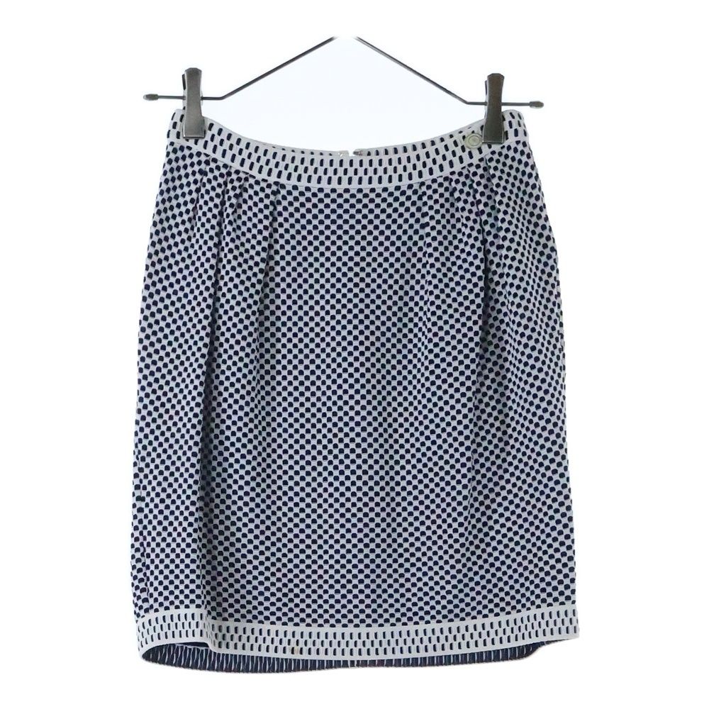 CHANEL シャネル ココマークロゴプレート ビスコース レーヨンニット ワッフル生地 ミディアム タイト スカート ホワイト ネイビー レディース P47956K06124