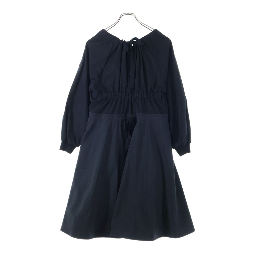 MONCLER モンクレール 22AW ABITO ワッペンロゴ ナイロン ギャザーデザイン ミディアム フ ワンピース ブラック レディース H20932G00015 2699U