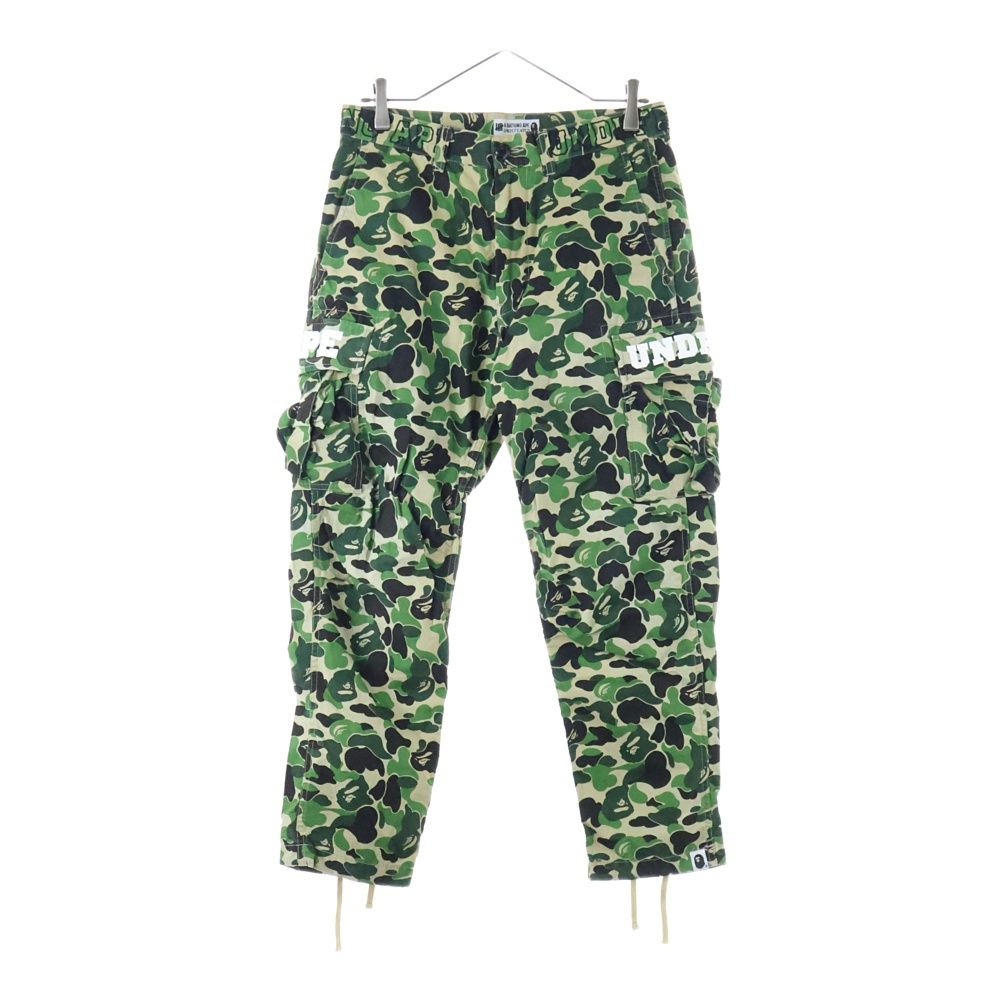 A BATHING APE アベイシングエイプ ×UNDEFEATED ABC 6POCKET PANTS アンディフィーテッド ABCカモ柄 総柄 マルチポケット ジップアップ カーゴパンツ グリーン 001PTE231903X