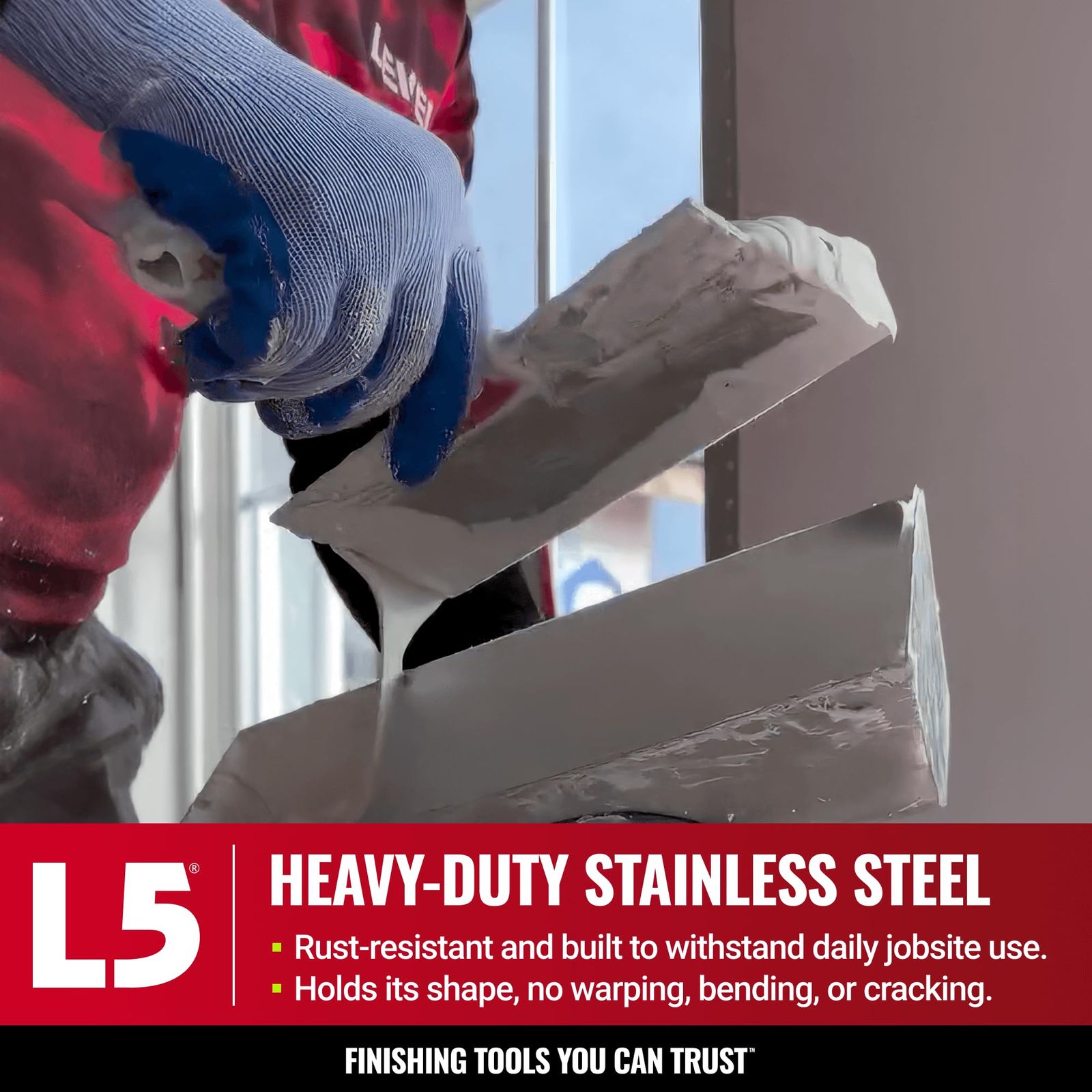 LEVEL5 マッドパン 人間工学に基づいた曲線ベース - 16インチ ステンレススチール製 プログレード 乾式壁 石工ツール トレイ バケツ 5-336 16