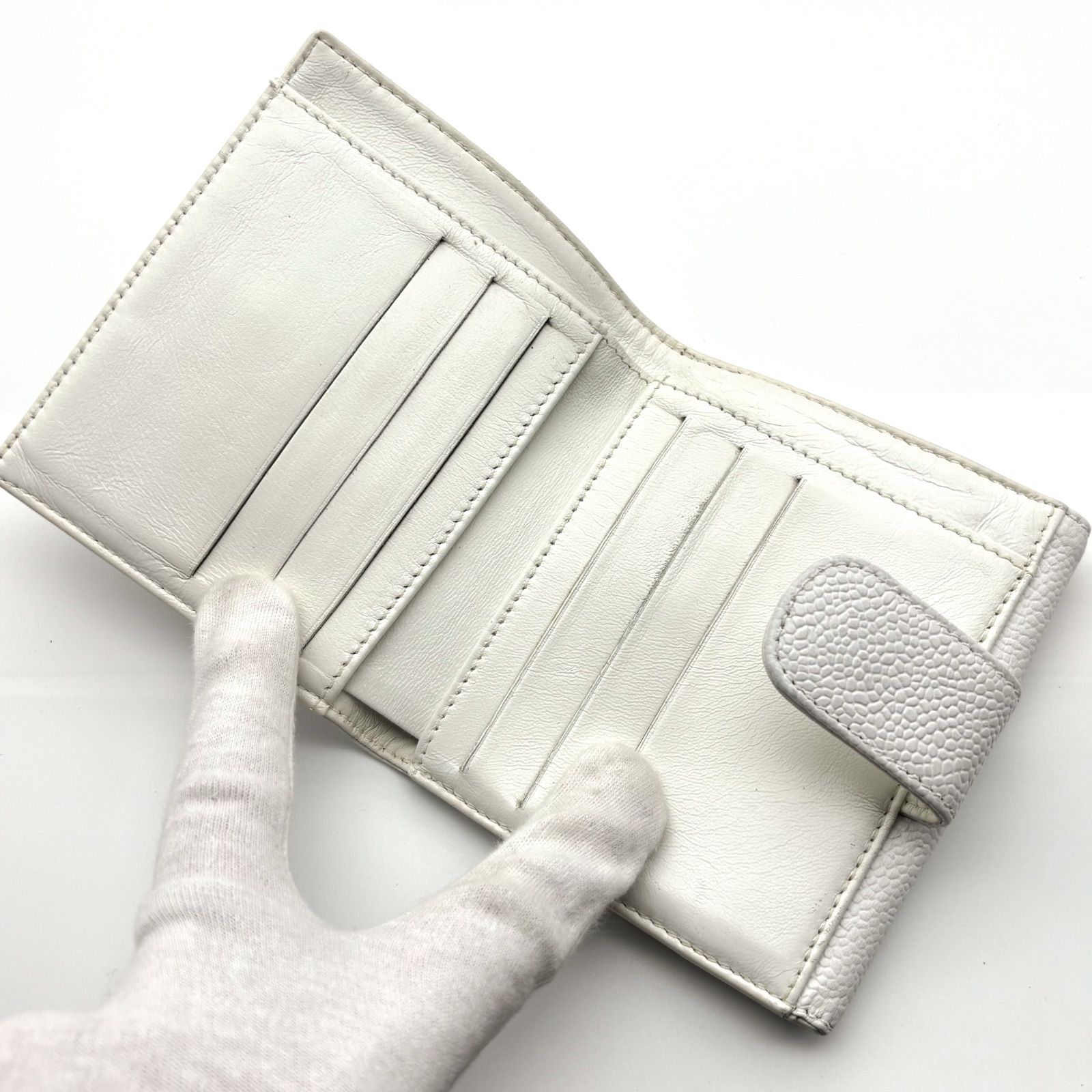 美品✨】シャネル 財布 ココステッチ デカココ キャビア Wホック 二