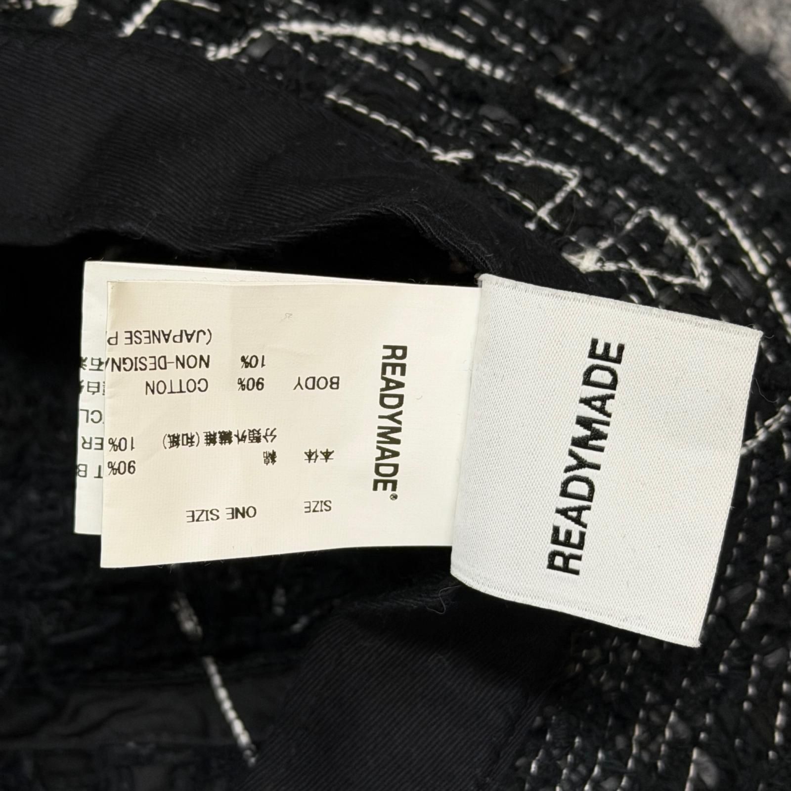 美品✨レディメイド バケットハット スマイル刺繍 ブラック ツイード素材 新品未使用 レディメイド デニムティアーズ コラボ ツイード バケット