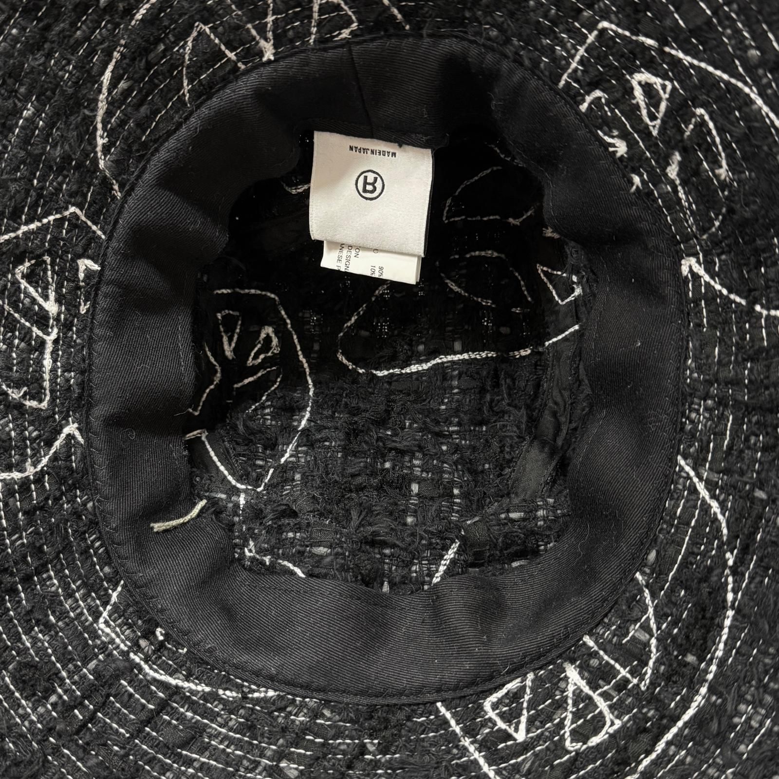 美品✨レディメイド バケットハット スマイル刺繍 ブラック ツイード素材 新品未使用 レディメイド デニムティアーズ コラボ ツイード バケット