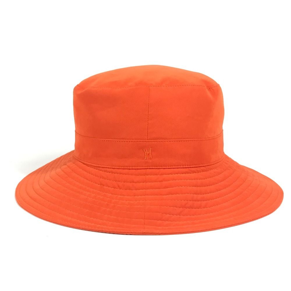 HERMES エルメス ハット Hロゴ ポリエステル オレンジ - メルカリ