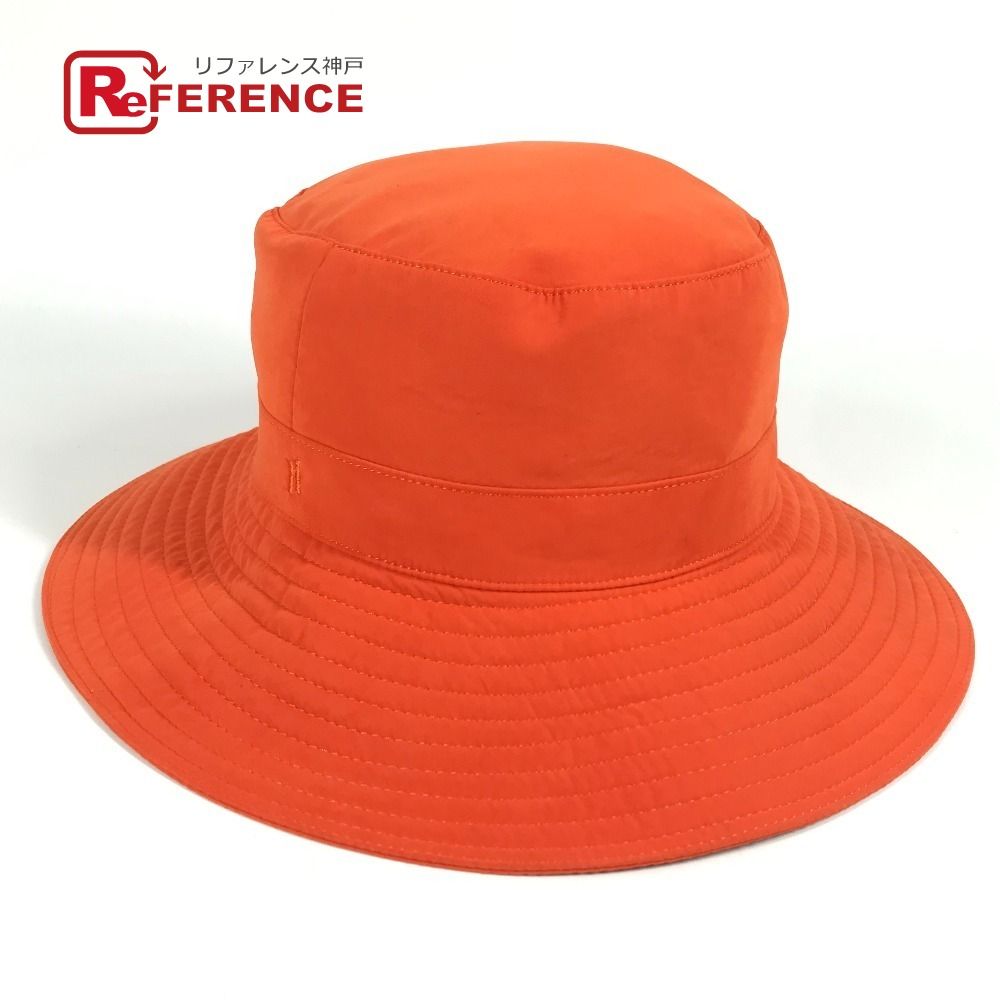HERMES エルメス ハット Hロゴ ポリエステル オレンジ