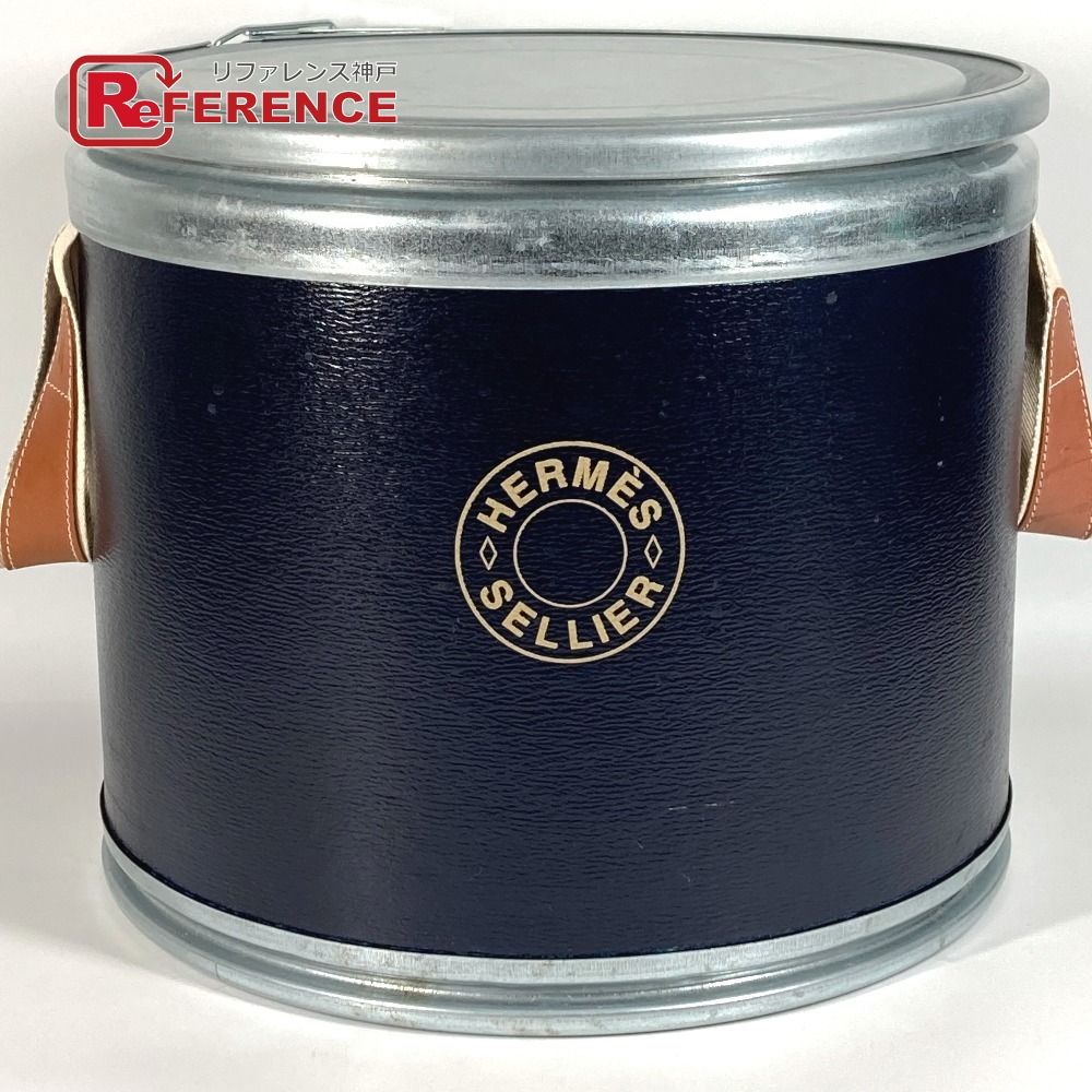 HERMES エルメス 小物入れ ロゴ サドルボックス ペーパー ネイビー