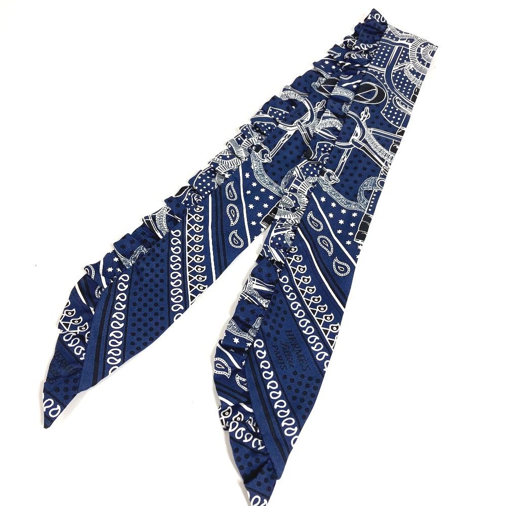 HERMES エルメス スカーフ ツィリー ツイリー シルク マリンフォンセ ブラック ホワイト ブルー