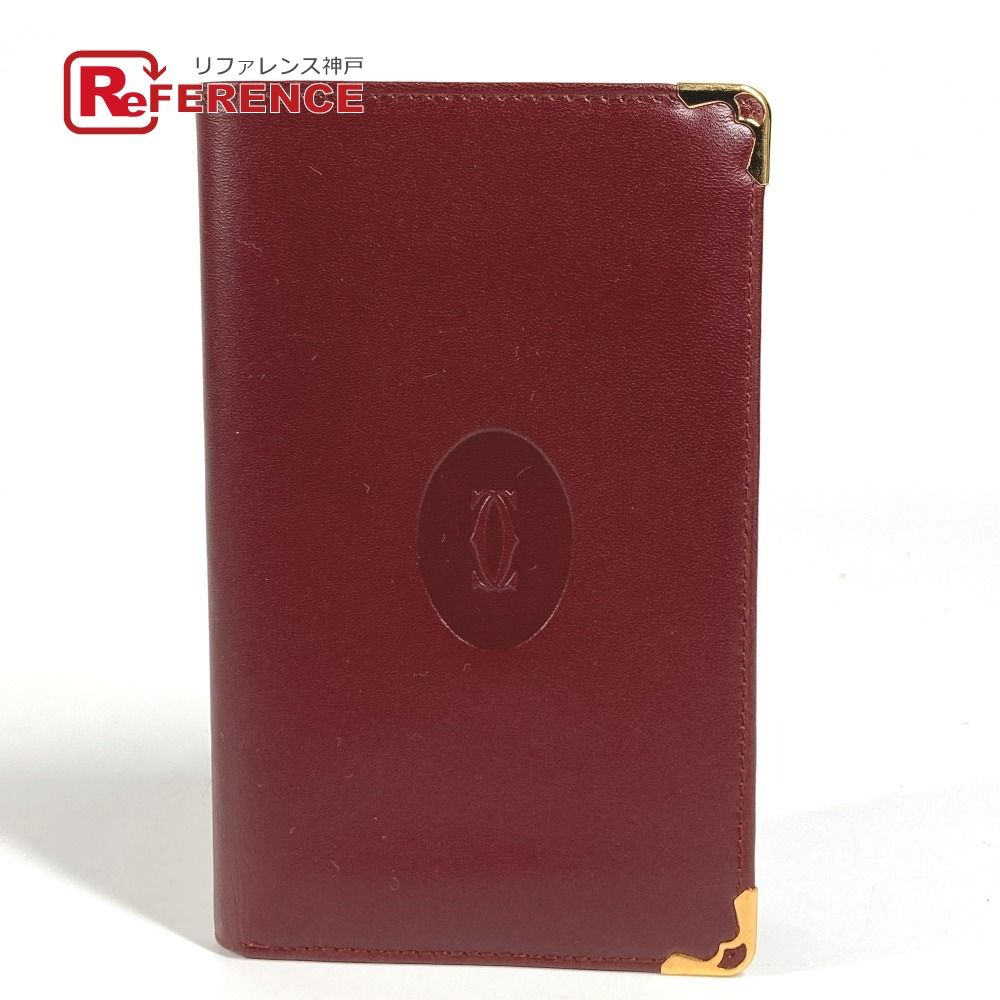 CARTIER カルティエ カードケース ロゴ レザー ワインレッド