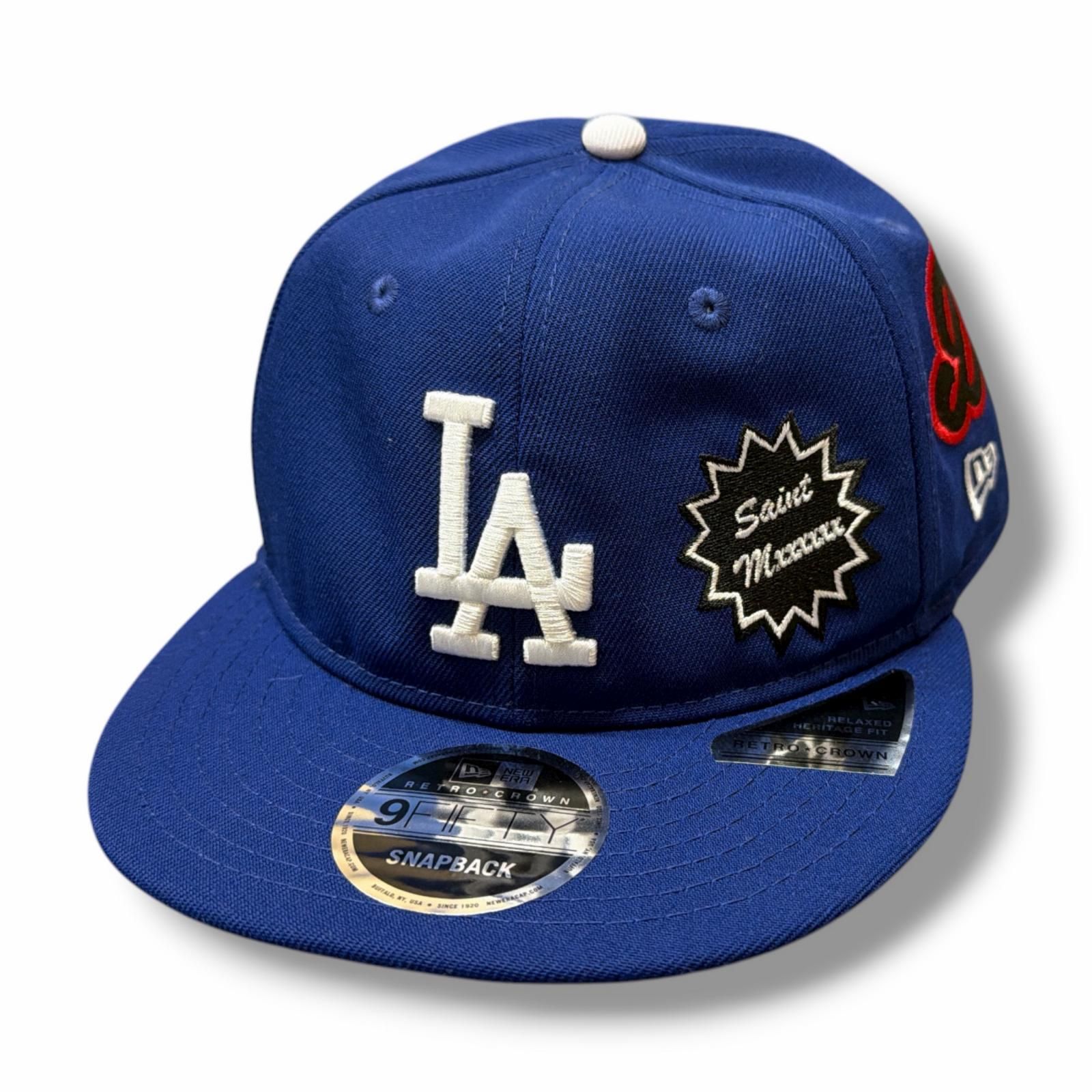 参考上代19800円 SAINT MICHAEL × NEW ERA NE_Cap DODGERS Blue ベースボールキャップ 帽子 6パネル セントマイケル × ニューエラ SM-HR8-0000-C46 ブルー F 2600M