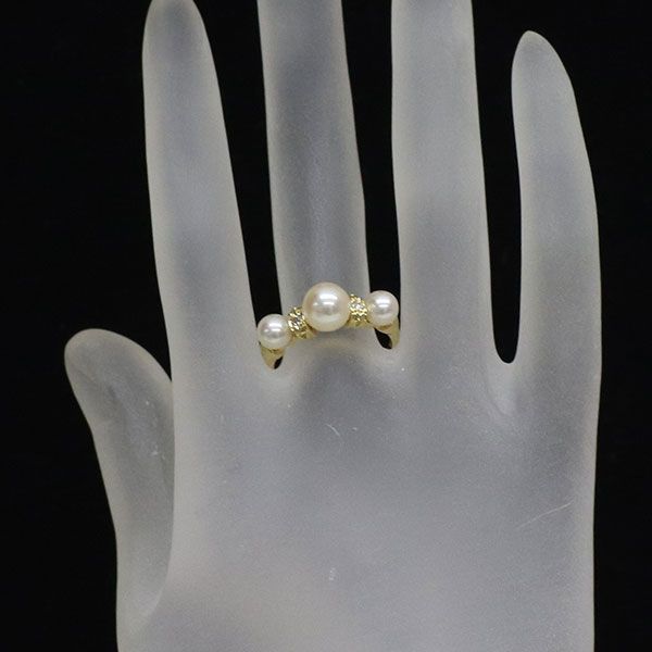 【新品同様】ミキモト　K18 ダイヤ　アコヤ　本真珠　パール　リング　指輪 MIKIMOTO - ミキモト アコヤ パール ダイヤ リング 8.2mmの通販 by