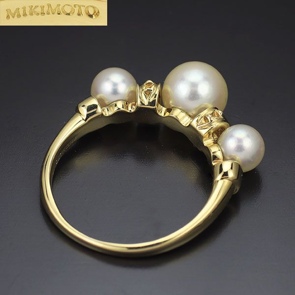 MIKIMOTO　ミキモト　素敵な天然アコヤ本真珠リング　K18YG 天然ダイヤ MIKIMOTOミキモト素敵な天然アコヤ本真珠リングK18YG 天然ダイヤ