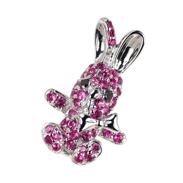 K18WG ピンクサファイア ブラックダイヤモンド ペンダントトップ 0.40