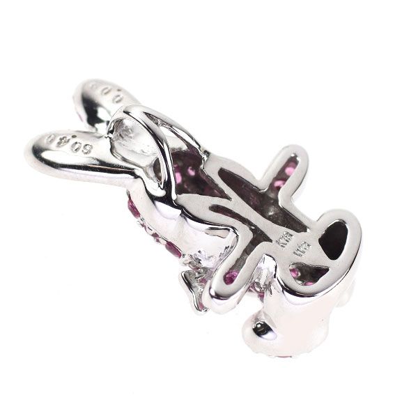 K18WG ピンクサファイア ブラックダイヤモンド ペンダントトップ 0.40