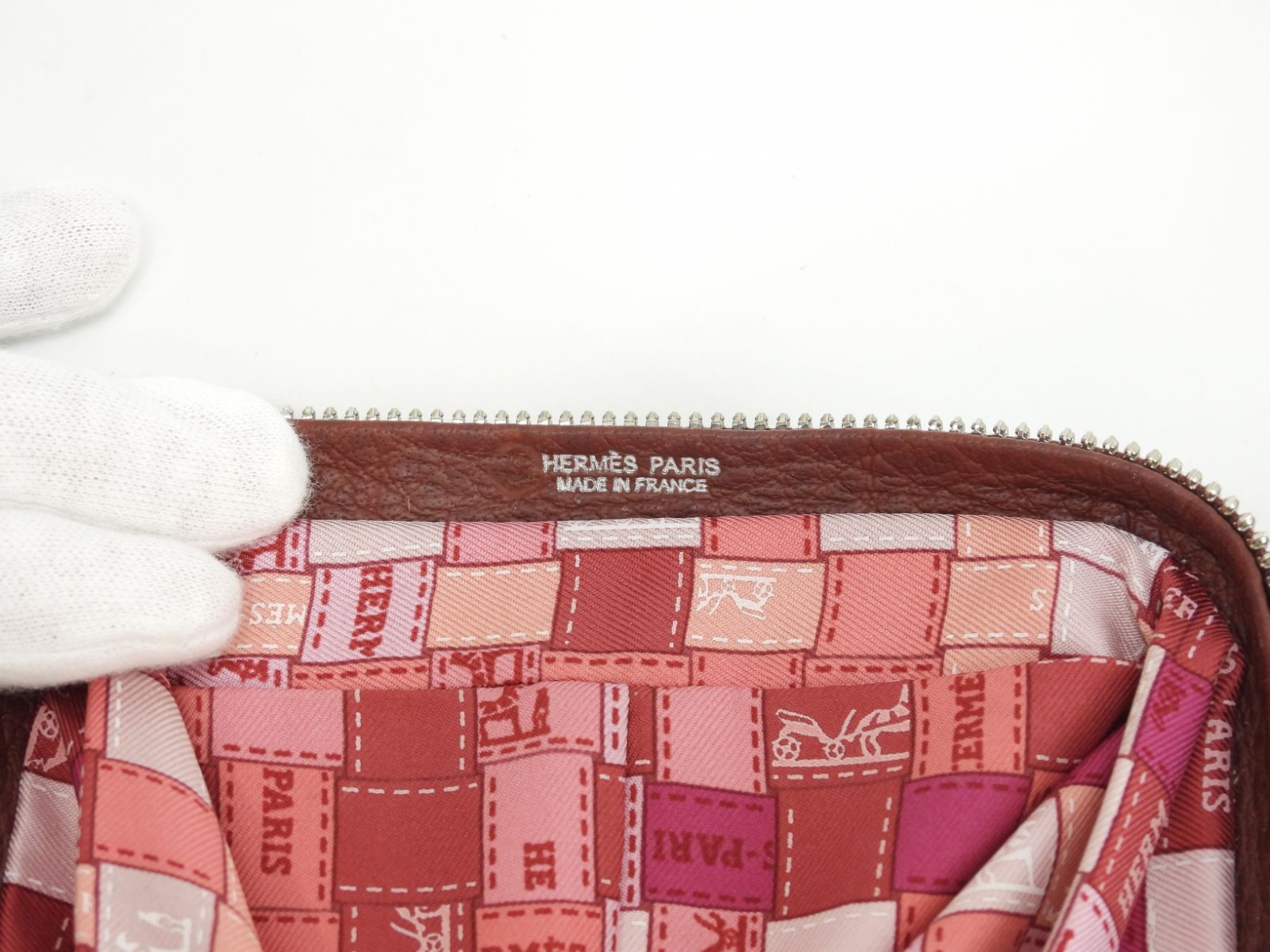  エルメス シルキーポップ シルク ピンク レザー赤茶 エコバッグ 折畳みハンドバッグ K エコバッグ バッグ