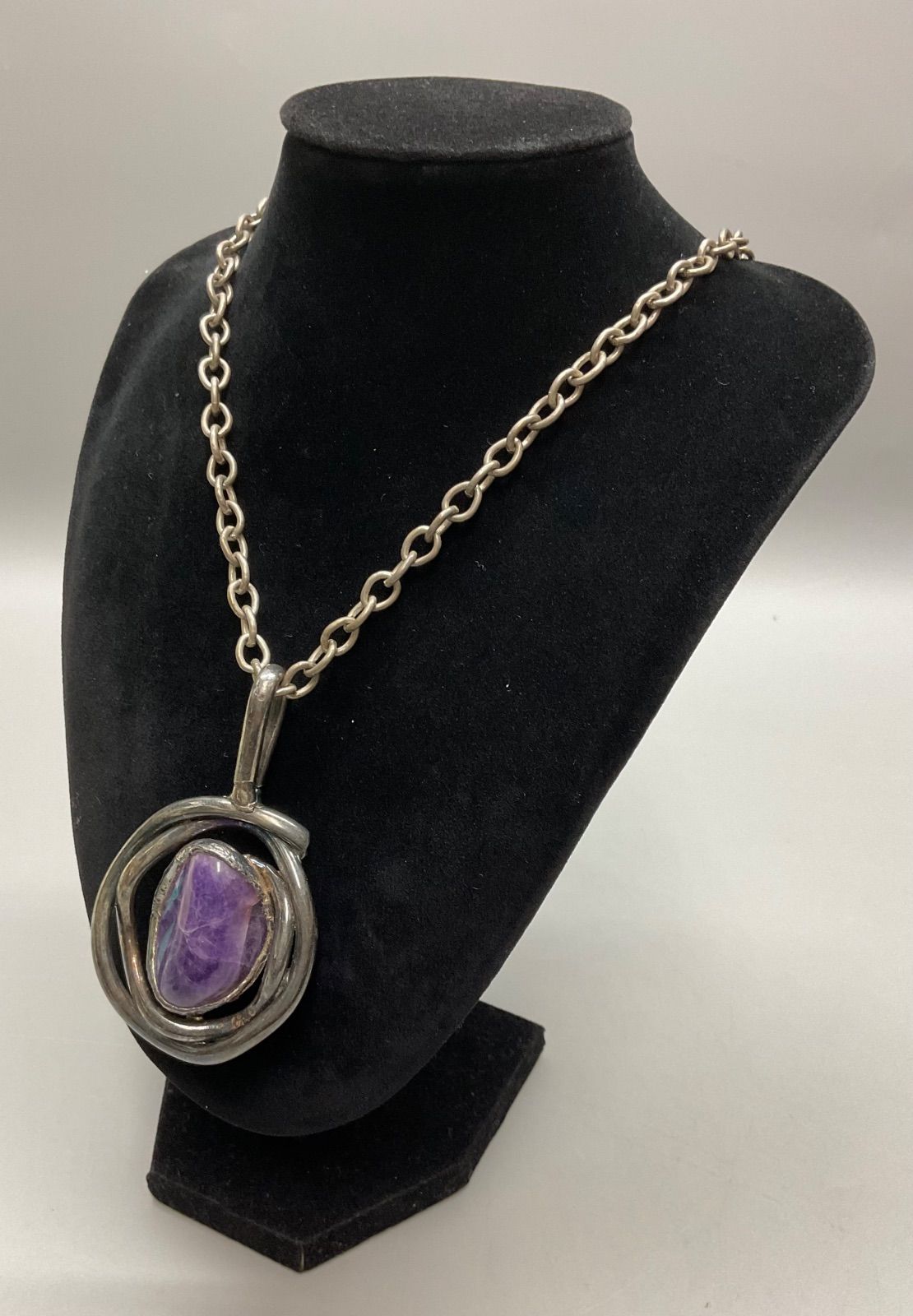 SN654 チャロアイト ネックレス 天然石 シルバー 首周り 66cm 重さ 96.8g