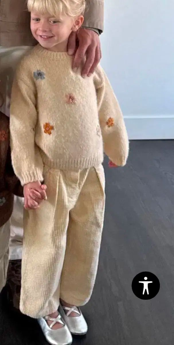 ZARA キッズ フラワーニート コーデュロイ ズボン セット