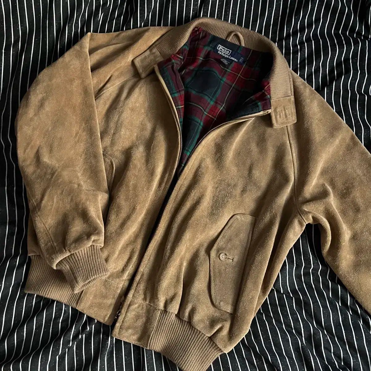 90s ポロ スウェード ハリントン ジャケット L ベージュ