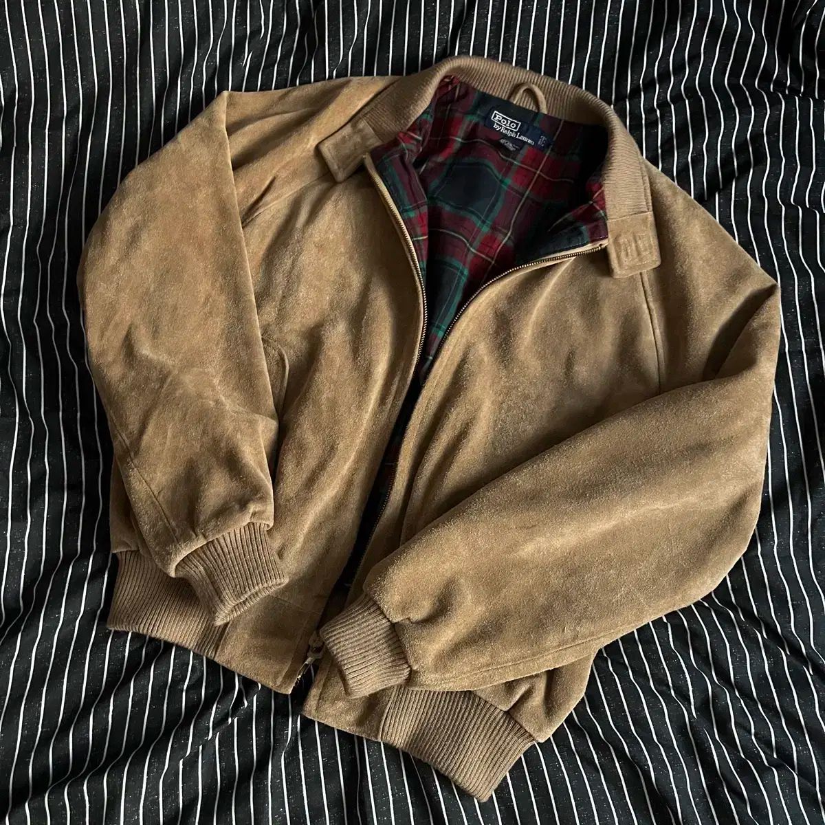 90s ポロ スウェード ハリントン ジャケット L ベージュ