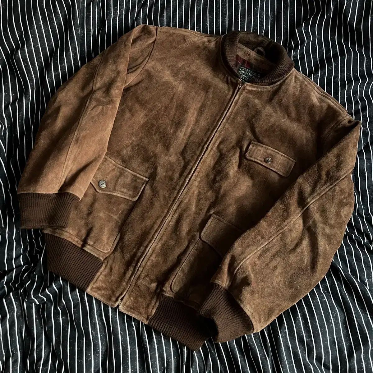 80s ポロカントリー スウェードジャケット ブラウン XL
