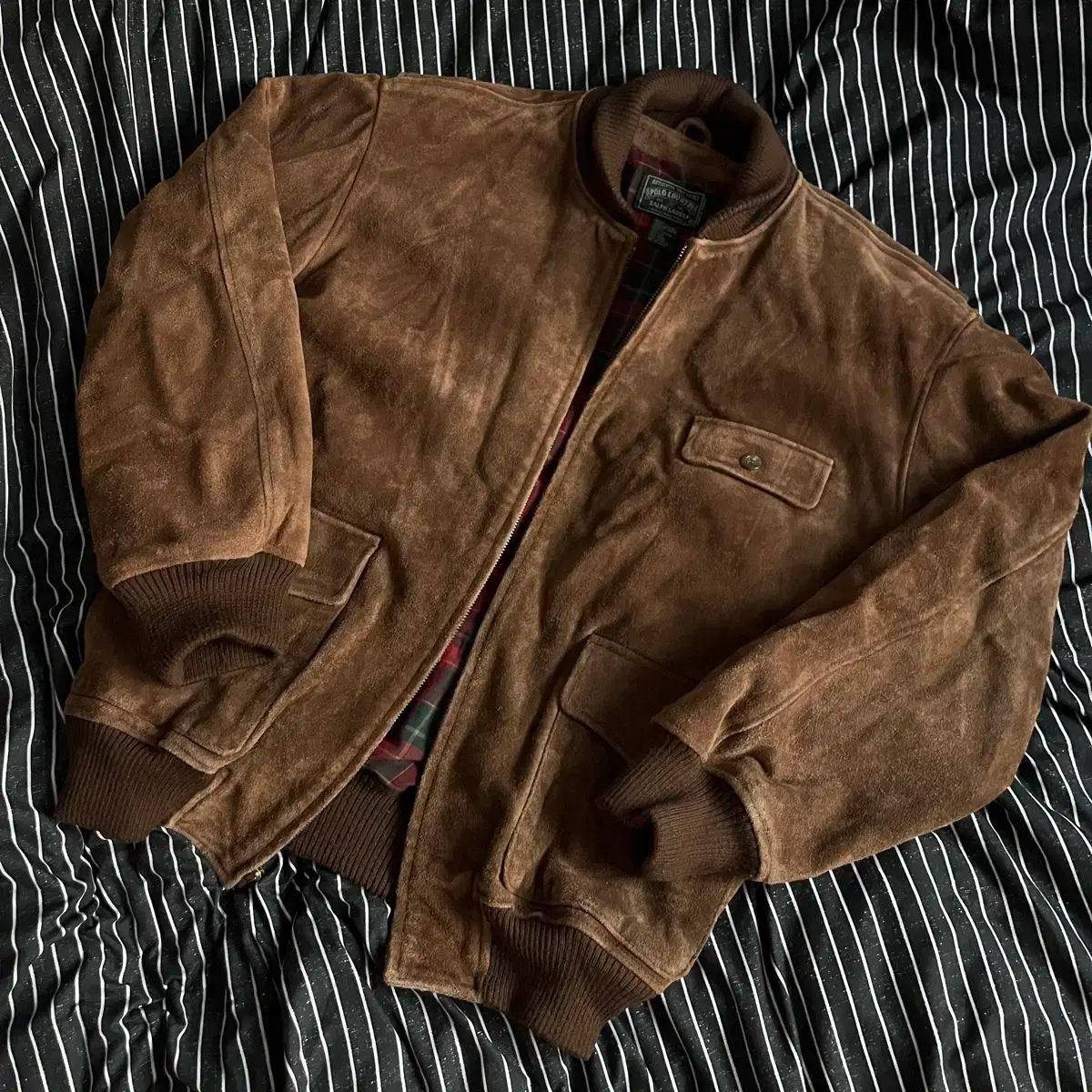 80 s ポロカントリー スウェードジャケット ブラウン XL