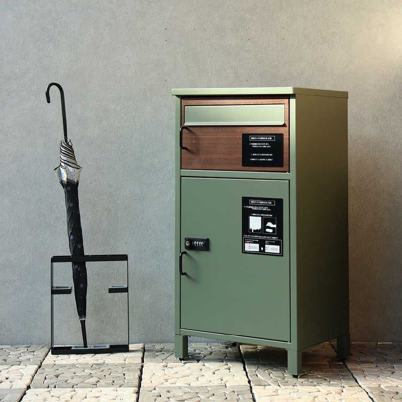 MOJYU 宅配ボックス付ポスト Bartolo バルトロ エバーグリーン ブラウン木目 PBX032