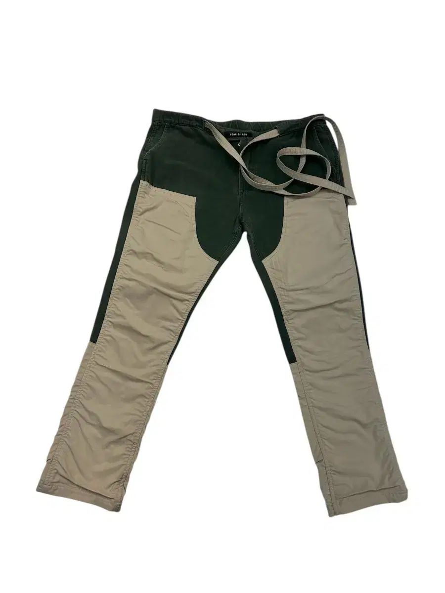 フィアオブゴッド グリーン ベージュ ブロック ズボン XL
