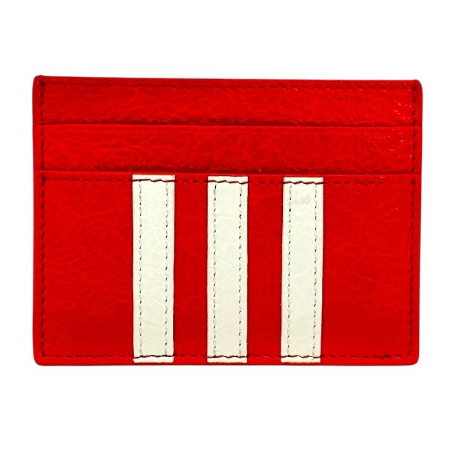 バレンシアガ アディダス コラボ 721895 カードホルダー カードケース パスケース 名刺入れ レッド ラムスキン BALENCIAGA×adidas ユニセックス 人気 定番 感 モード 上品