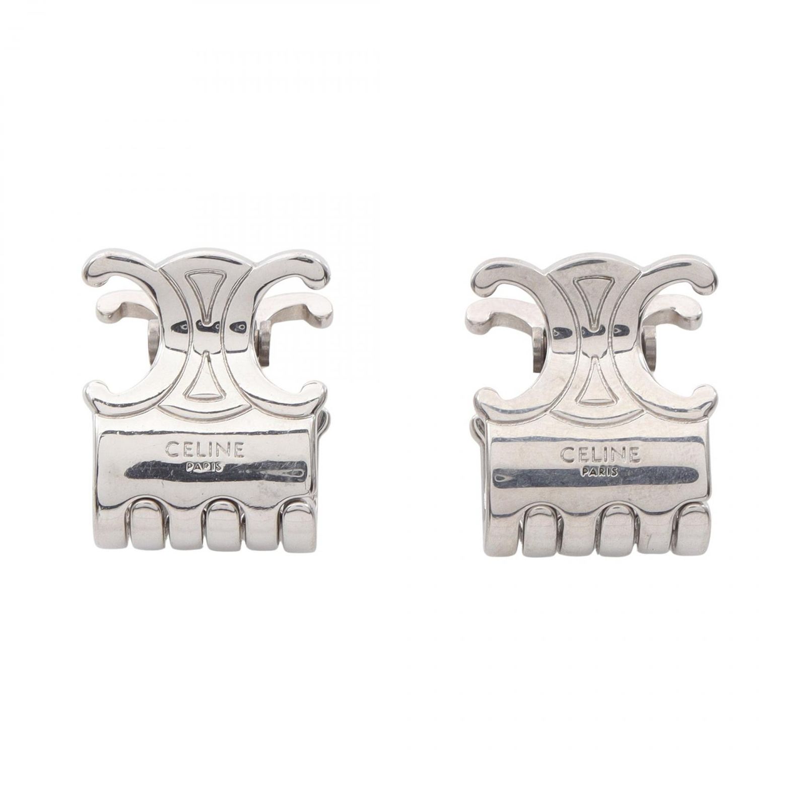 セリーヌ CELINE トリオンフ ミニ ヘアクロー 46Y846SLB ステンレススチール ヘア レディース Used B