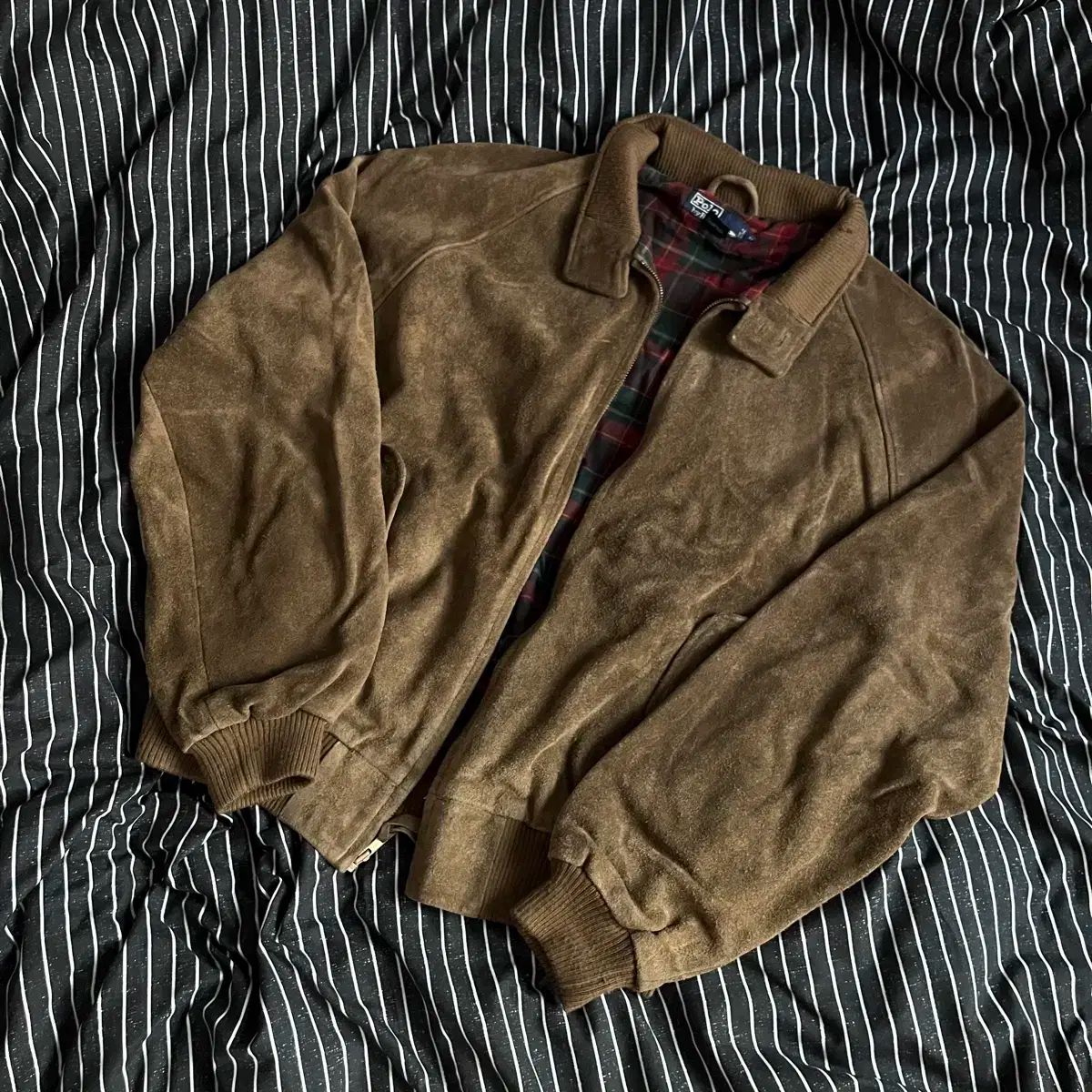 90 s ポロ スウェード ハリントン ジャケット XL モカ ベージュ