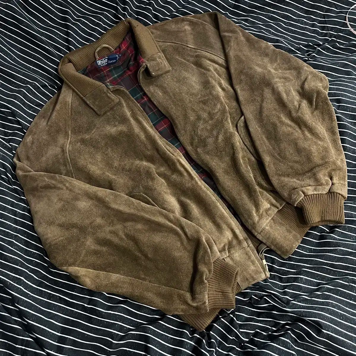 90s ポロ スウェード ハリントン ジャケット XL モカ ベージュ