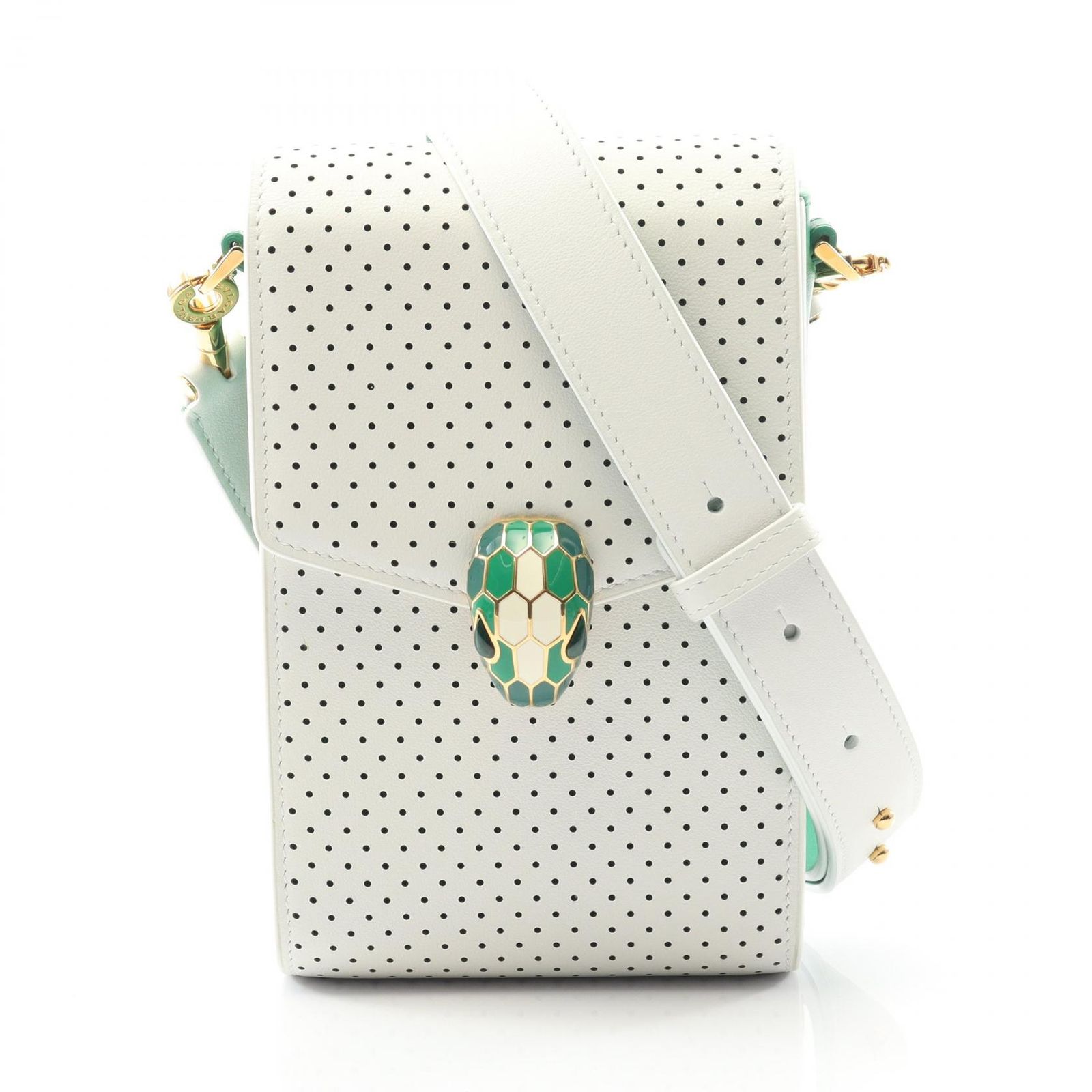 ブルガリ BVLGARI ショルダーバッグ BVLGARI × CASA BLANCA セルペンティ 292333 ホワイトアゲート テニスグリーン レザー CASABLANCA×BVLGARI ヴァーティカル チェーンポシェット