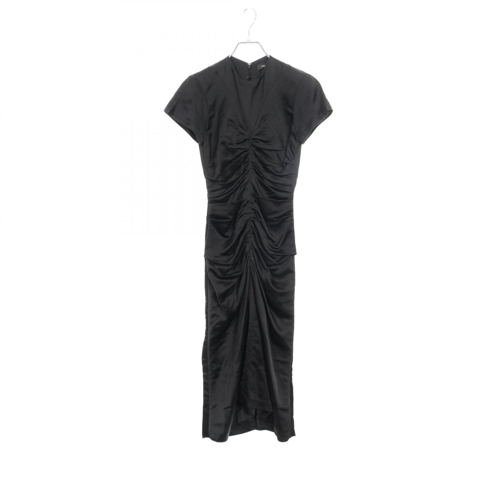 イザベルマラン ISABEL MARANT ワンピース ブラック レーヨン ギャザー ワンピース ブラック レディース Used B