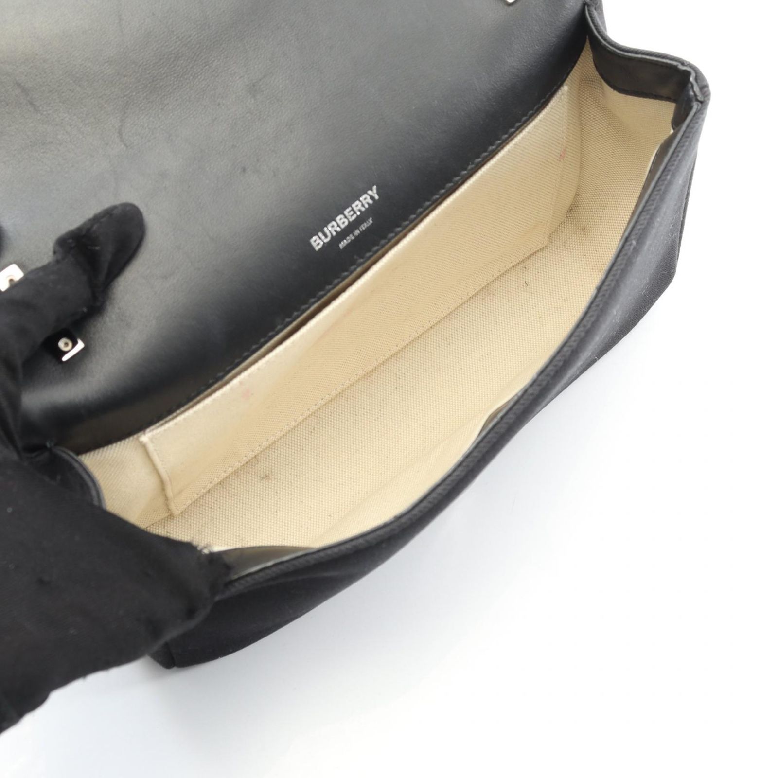  バーバリー BURBERRY ショルダーバッグ ブラック キャンバス レザー TBローラ チェーンショルダー レディース B ショルダーバッグ ショルダーバッグ